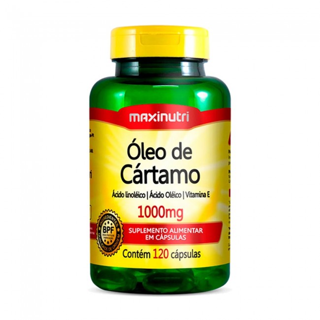 Oleo de Cartamo 1000mg com 120 Capsulas Loja Maxinutri